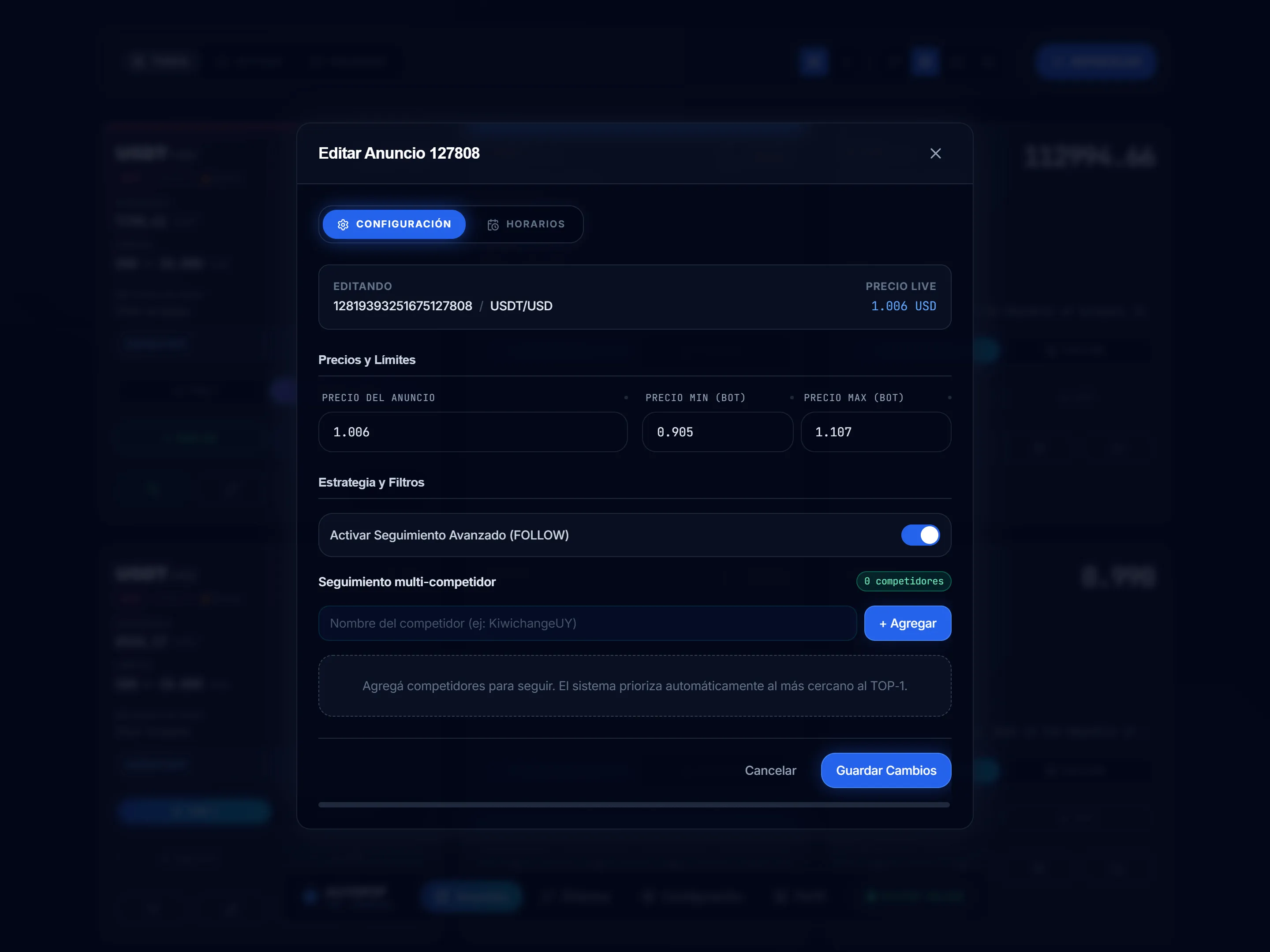 Configuración del modo Follow